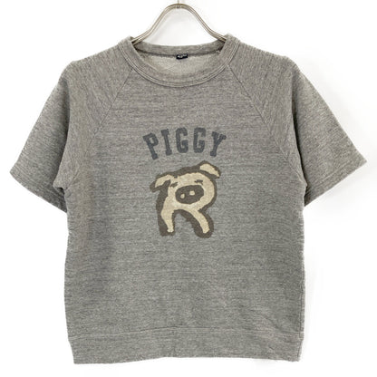 45R フォーティファイブ アール 70370112 ｸﾞﾚｰ ｶﾞｰｾﾞ裏毛ﾋﾟｷﾞｰRﾌﾟﾘﾝﾄのﾗｸﾞﾗﾝｽｳｪｯﾄﾄｯﾌﾟ トップス 3