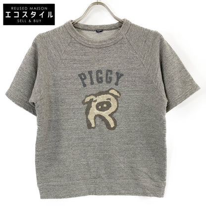 45R フォーティファイブ アール 70370112 ｸﾞﾚｰ ｶﾞｰｾﾞ裏毛ﾋﾟｷﾞｰRﾌﾟﾘﾝﾄのﾗｸﾞﾗﾝｽｳｪｯﾄﾄｯﾌﾟ トップス 3