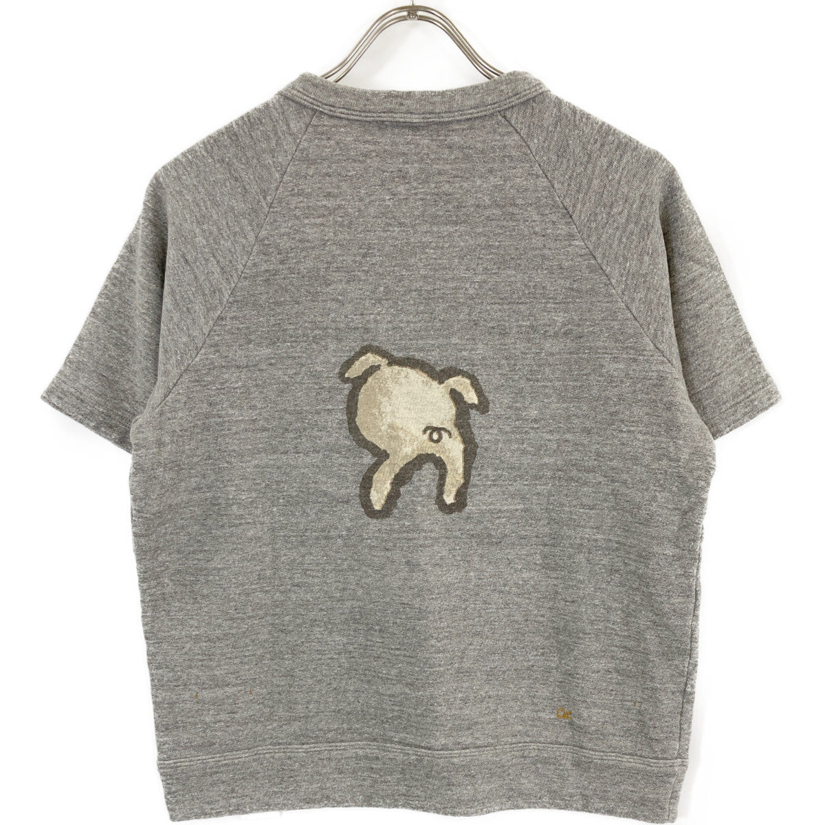 45R フォーティファイブ アール 70370112 ｸﾞﾚｰ ｶﾞｰｾﾞ裏毛ﾋﾟｷﾞｰRﾌﾟﾘﾝﾄのﾗｸﾞﾗﾝｽｳｪｯﾄﾄｯﾌﾟ トップス 3