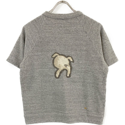 45R フォーティファイブ アール 70370112 ｸﾞﾚｰ ｶﾞｰｾﾞ裏毛ﾋﾟｷﾞｰRﾌﾟﾘﾝﾄのﾗｸﾞﾗﾝｽｳｪｯﾄﾄｯﾌﾟ トップス 3