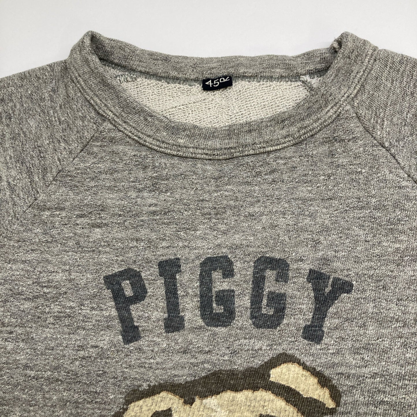 45R フォーティファイブ アール 70370112 ｸﾞﾚｰ ｶﾞｰｾﾞ裏毛ﾋﾟｷﾞｰRﾌﾟﾘﾝﾄのﾗｸﾞﾗﾝｽｳｪｯﾄﾄｯﾌﾟ トップス 3