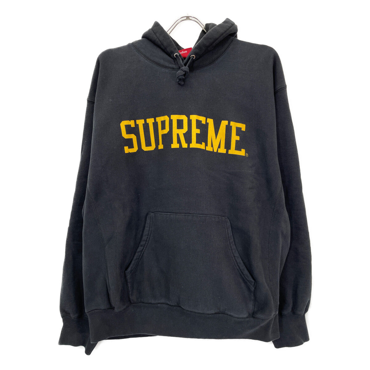 Supreme シュプリーム 23FW ﾌﾞﾗｯｸ×ｲｴﾛｰ ｺｯﾄﾝ ﾌﾛﾝﾄﾛｺﾞ Varsity Hooded Sweatshirt トップス M