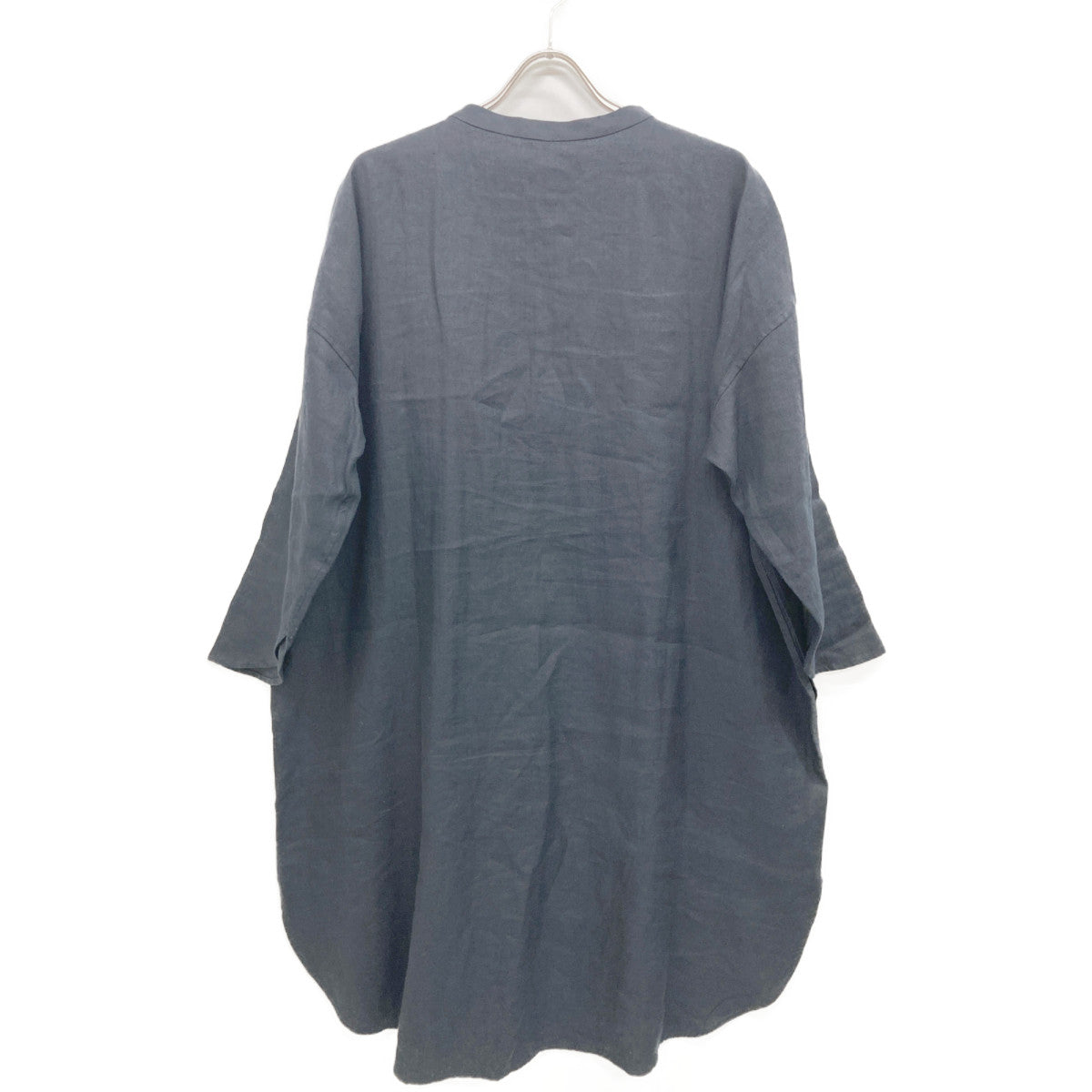 Babaghuri ババグーリ J0581FB411 リネンシルク スタンドカラーシャツ ワンピース M