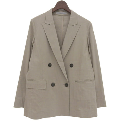 theory luxe セオリーリュクス 美品 リネン混 ダブルブレスト テーラード ジャケット レディース ベージュ S32 24SS 03-4204104 ジャケット S32