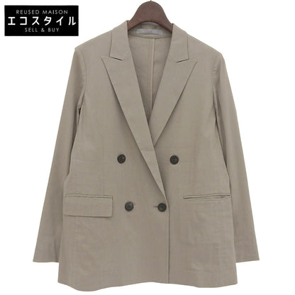 theory luxe セオリーリュクス 美品 リネン混 ダブルブレスト テーラード ジャケット レディース ベージュ S32 24SS 03-4204104 ジャケット S32