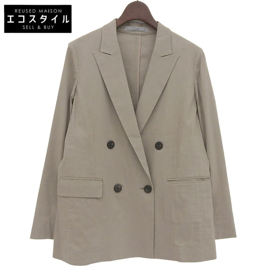 theory luxe セオリーリュクス 美品 リネン混 ダブルブレスト テーラード ジャケット レディース ベージュ S32 24SS 03-4204104 ジャケット S32