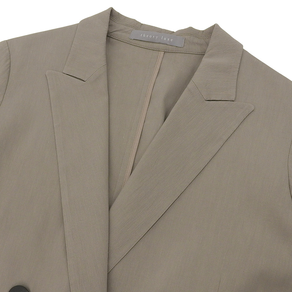 theory luxe セオリーリュクス 美品 リネン混 ダブルブレスト テーラード ジャケット レディース ベージュ S32 24SS 03-4204104 ジャケット S32