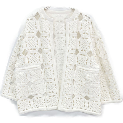 BALLSEY ボールジー ﾎﾜｲﾄ ｽｸｴｱﾓﾁｰﾌｴﾝﾌﾞﾛｲﾀﾞﾘｰ ﾉｰｶﾗｰｼﾞｬｹｯﾄ ジャケット 36