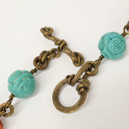 STEPHEN DWECK スティーブンデュエック ターコイズ/コーラル チェーン ネックレス