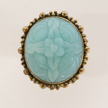 STEPHEN DWECK スティーブンデュエック フラワーカービング カラーストーン リング 指輪