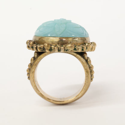 STEPHEN DWECK スティーブンデュエック フラワーカービング カラーストーン リング 指輪