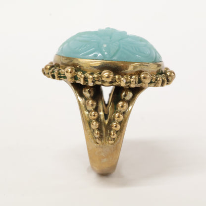 STEPHEN DWECK スティーブンデュエック フラワーカービング カラーストーン リング 指輪