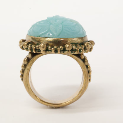 STEPHEN DWECK スティーブンデュエック フラワーカービング カラーストーン リング 指輪