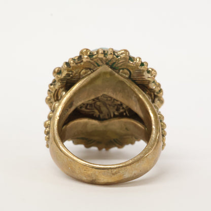 STEPHEN DWECK スティーブンデュエック フラワーカービング カラーストーン リング 指輪