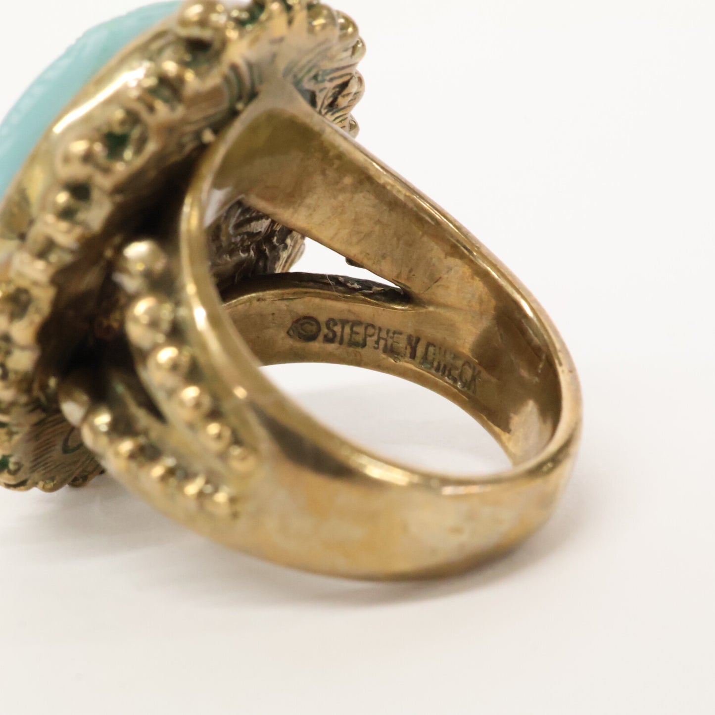 STEPHEN DWECK スティーブンデュエック フラワーカービング カラーストーン リング 指輪