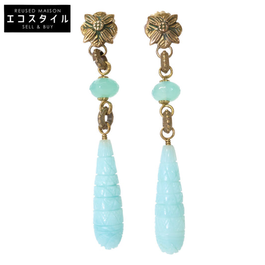 STEPHEN DWECK スティーブンデュエック フラワーカービング カラーストーン ドロップ ピアス