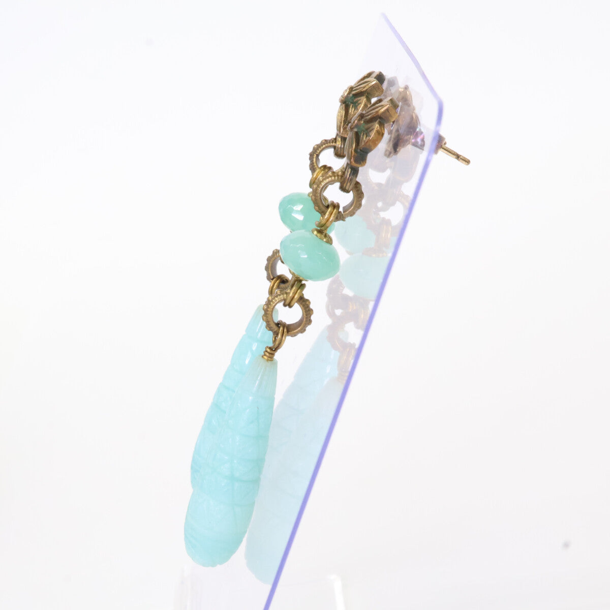 STEPHEN DWECK スティーブンデュエック フラワーカービング カラーストーン ドロップ ピアス