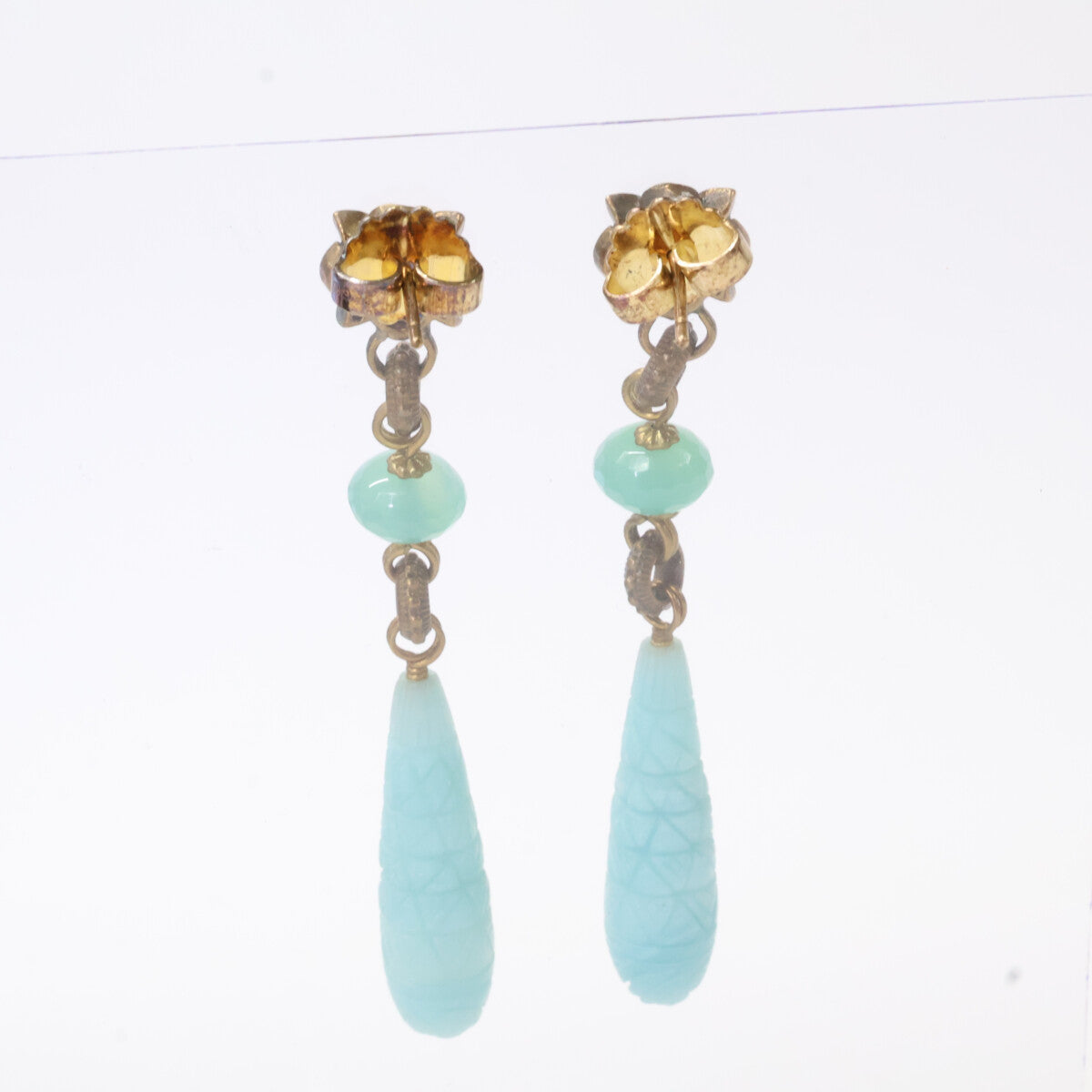 STEPHEN DWECK スティーブンデュエック フラワーカービング カラーストーン ドロップ ピアス