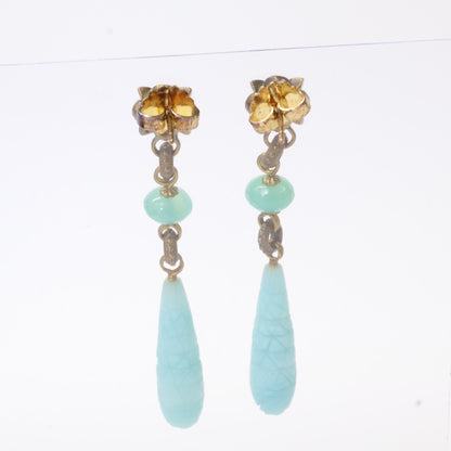 STEPHEN DWECK スティーブンデュエック フラワーカービング カラーストーン ドロップ ピアス