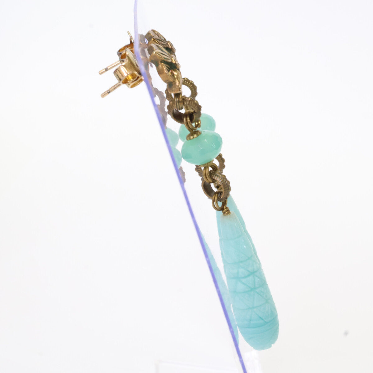 STEPHEN DWECK スティーブンデュエック フラワーカービング カラーストーン ドロップ ピアス