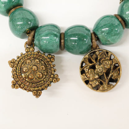 STEPHEN DWECK スティーブンデュエック チャーム付 グリーンターコイズ ブレスレット