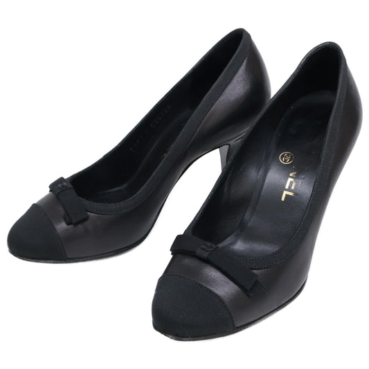 CHANEL シャネル G26728 グログラン リボン カーフ/パテント シューズ 34C