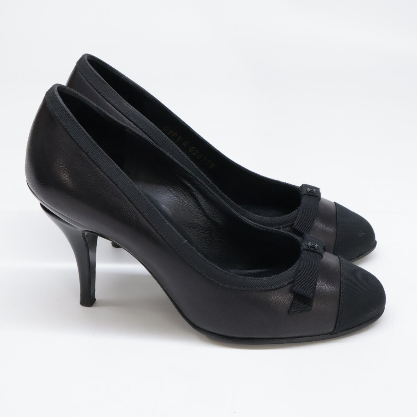 CHANEL シャネル G26728 グログラン リボン カーフ/パテント シューズ 34C