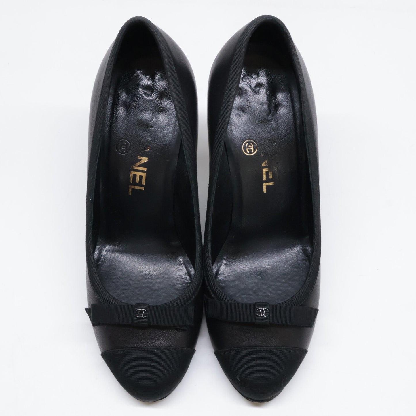 CHANEL シャネル G26728 グログラン リボン カーフ/パテント シューズ 34C