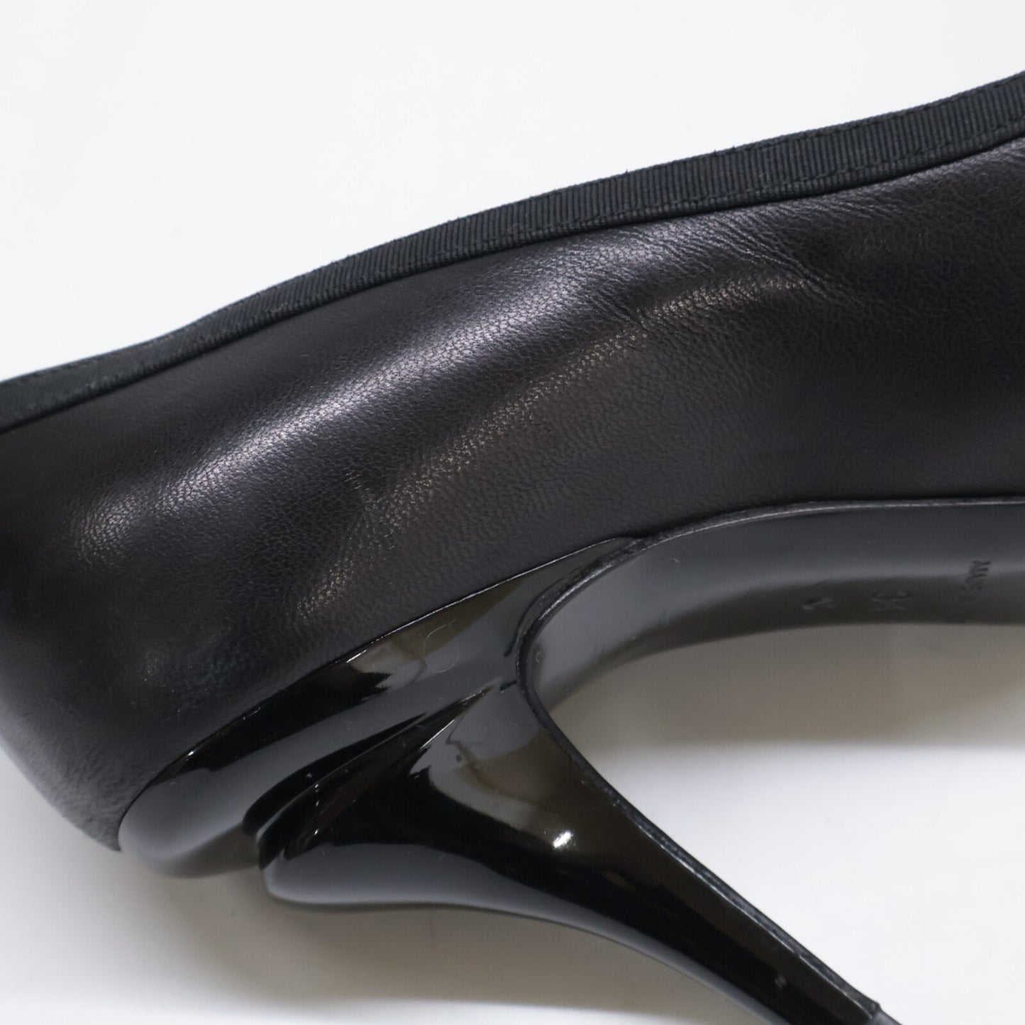 CHANEL シャネル G26728 グログラン リボン カーフ/パテント シューズ 34C