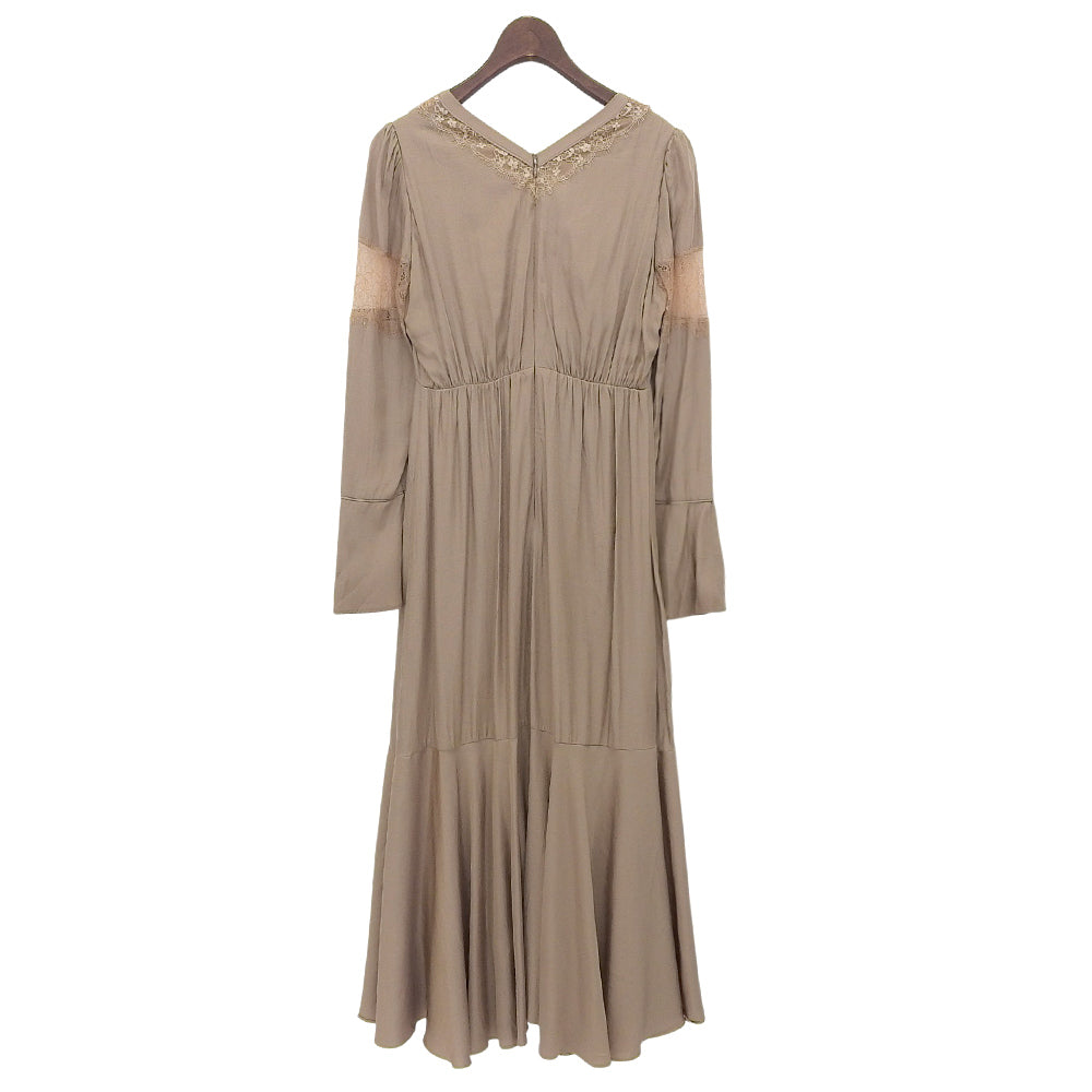 AMERI アメリ FLARE SATIN DRESS ワンピース レディース ベージュ S ワンピース S