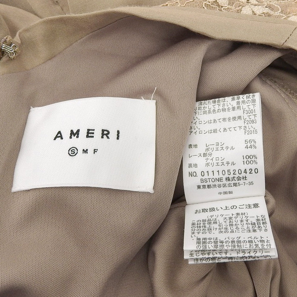 AMERI アメリ FLARE SATIN DRESS ワンピース レディース ベージュ S ワンピース S