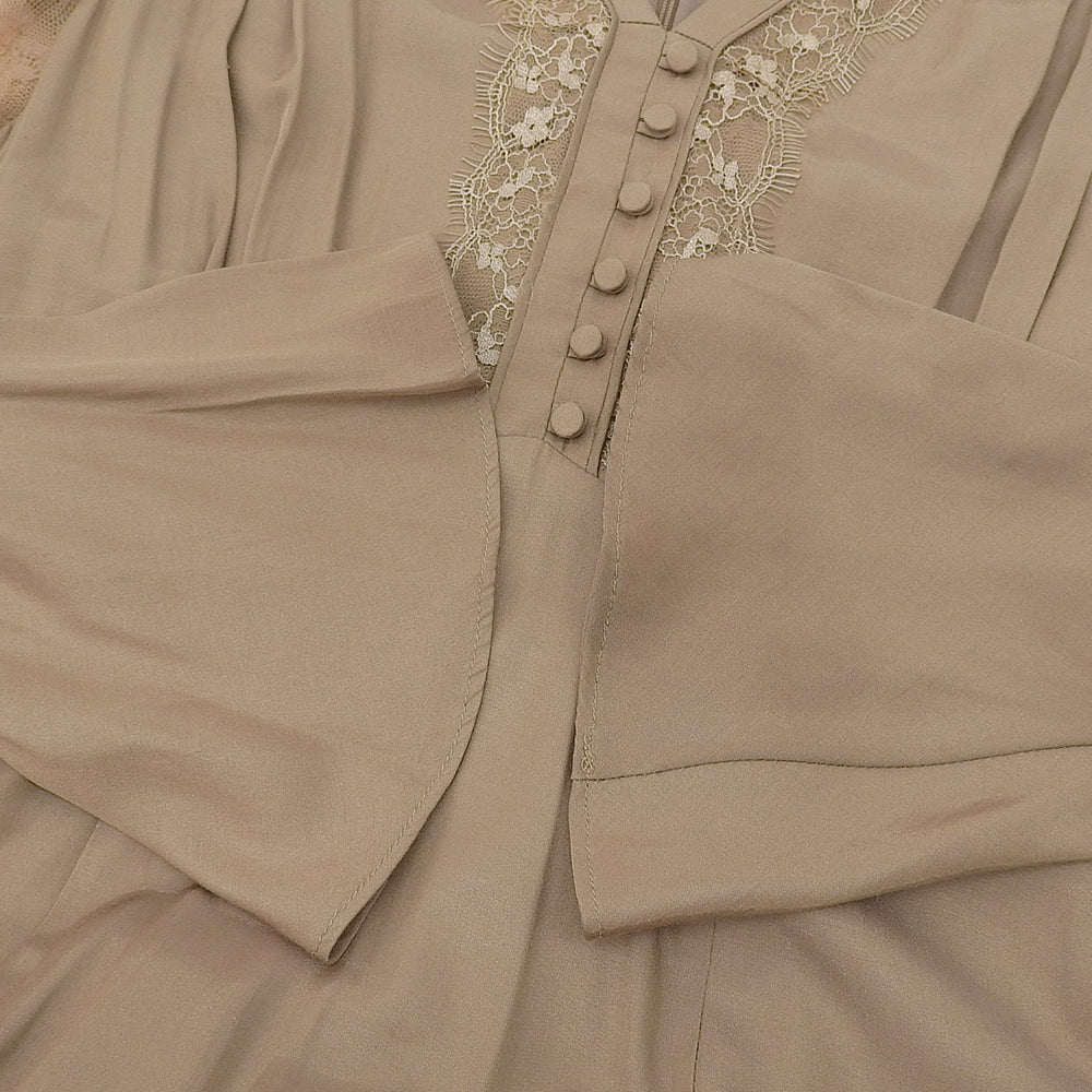 AMERI アメリ FLARE SATIN DRESS ワンピース レディース ベージュ S ワンピース S