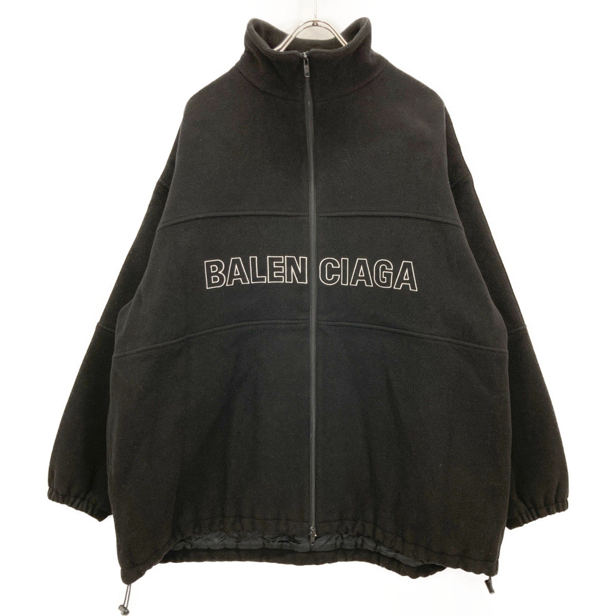 BALENCIAGA バレンシアガ 534315 18AW ﾌﾞﾗｯｸ TRACK SUIT JACKET ﾛｺﾞ刺繍ﾌﾘｰｽｼﾞｬｹｯﾄ ジャケット 46