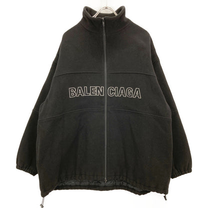 BALENCIAGA バレンシアガ 534315 18AW ﾌﾞﾗｯｸ TRACK SUIT JACKET ﾛｺﾞ刺繍ﾌﾘｰｽｼﾞｬｹｯﾄ ジャケット 46