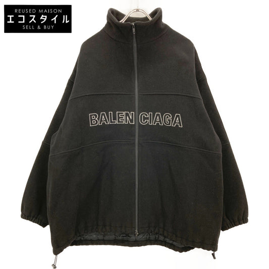 BALENCIAGA バレンシアガ 534315 18AW ﾌﾞﾗｯｸ TRACK SUIT JACKET ﾛｺﾞ刺繍ﾌﾘｰｽｼﾞｬｹｯﾄ ジャケット 46
