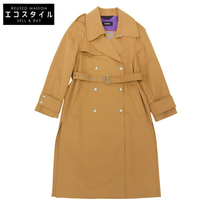 DIESEL ディーゼル レーヨン×コットン サイドスリット ダブルブレスト ベルテッドトレンチ コート レディース ベージュ XXS国内正規 コート XXS
