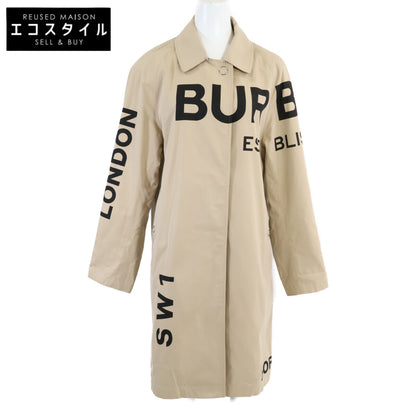 BURBERRY バーバリー 8016222 コットンギャバジンホースフェリープリント ノヴァチェック 比翼ステンカラーオーバーコート コート 36