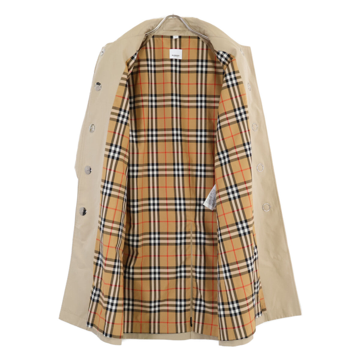 BURBERRY バーバリー 8016222 コットンギャバジンホースフェリープリント ノヴァチェック 比翼ステンカラーオーバーコート コート 36