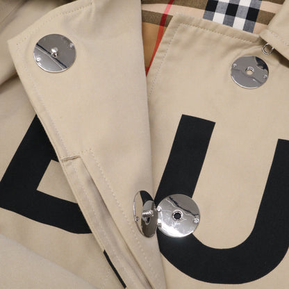 BURBERRY バーバリー 8016222 コットンギャバジンホースフェリープリント ノヴァチェック 比翼ステンカラーオーバーコート コート 36