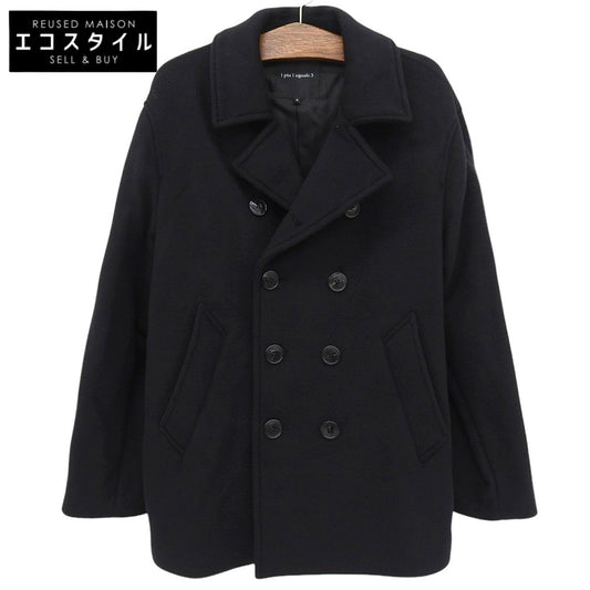 1piu1uguale3 ウノピゥウノウグァーレトレ 美品 P COAT Pコート コート メンズ ブラック VI MRC149 コート VI