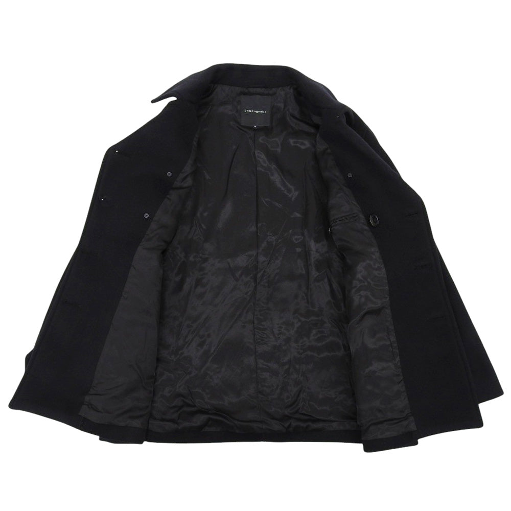 1piu1uguale3 ウノピゥウノウグァーレトレ 美品 P COAT Pコート コート メンズ ブラック VI MRC149 コート VI