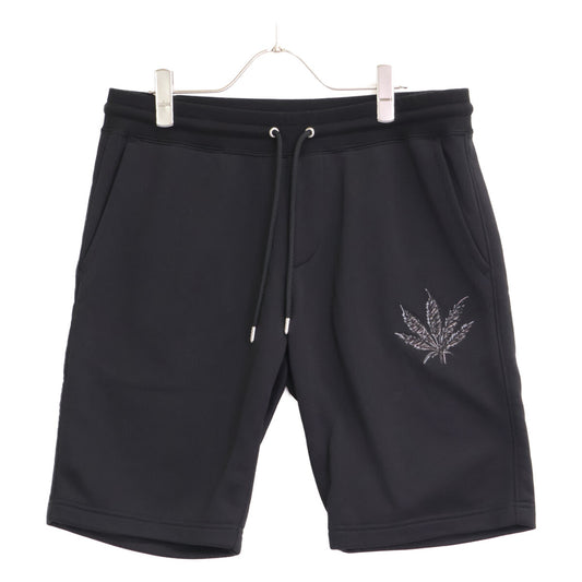 1piu1uguale3 ウノピゥウノウグァーレトレ MRP534 ﾌﾞﾗｯｸ LEAF SWEAT SHORTS ｽｳｪｯﾄｼｮｰﾄﾊﾟﾝﾂ ボトムス 5