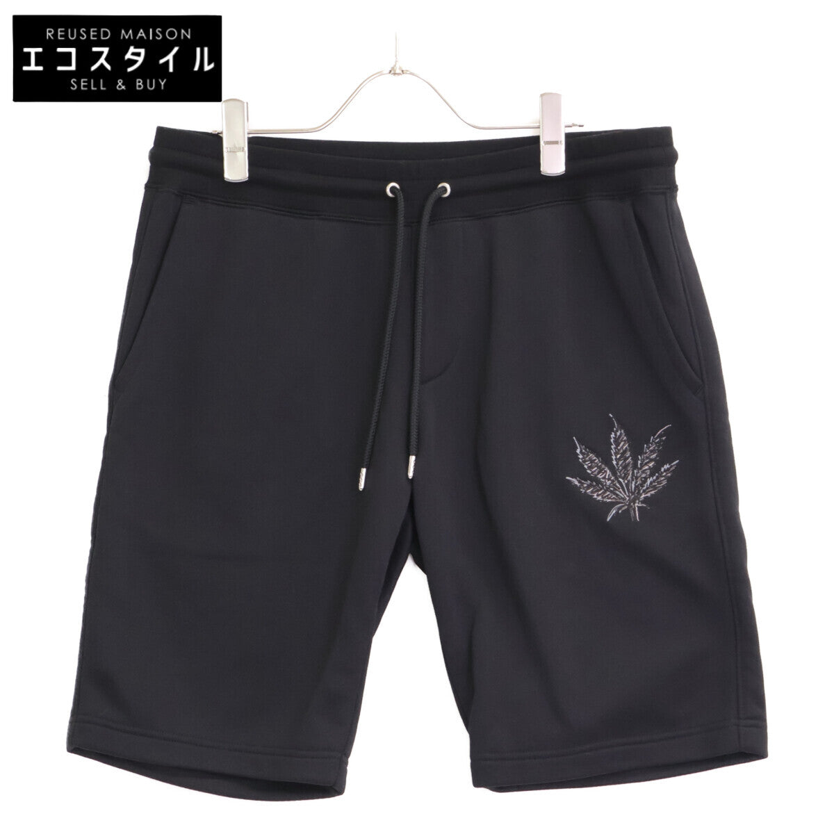 1piu1uguale3 ウノピゥウノウグァーレトレ MRP534 ﾌﾞﾗｯｸ LEAF SWEAT SHORTS ｽｳｪｯﾄｼｮｰﾄﾊﾟﾝﾂ ボトムス 5