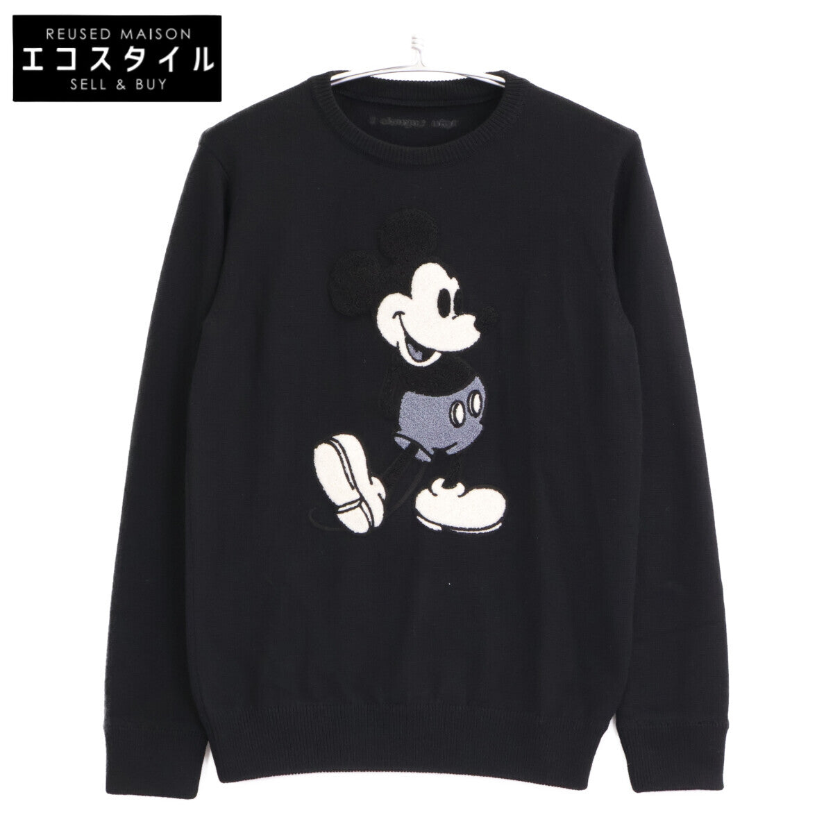 1piu1uguale3 ウノピゥウノウグァーレトレ 【×Disney】MRK220 ﾌﾞﾗｯｸ MICKEY MOUSE SWEATER ﾐｯｷｰﾏｳｽﾆｯﾄ トップス 3