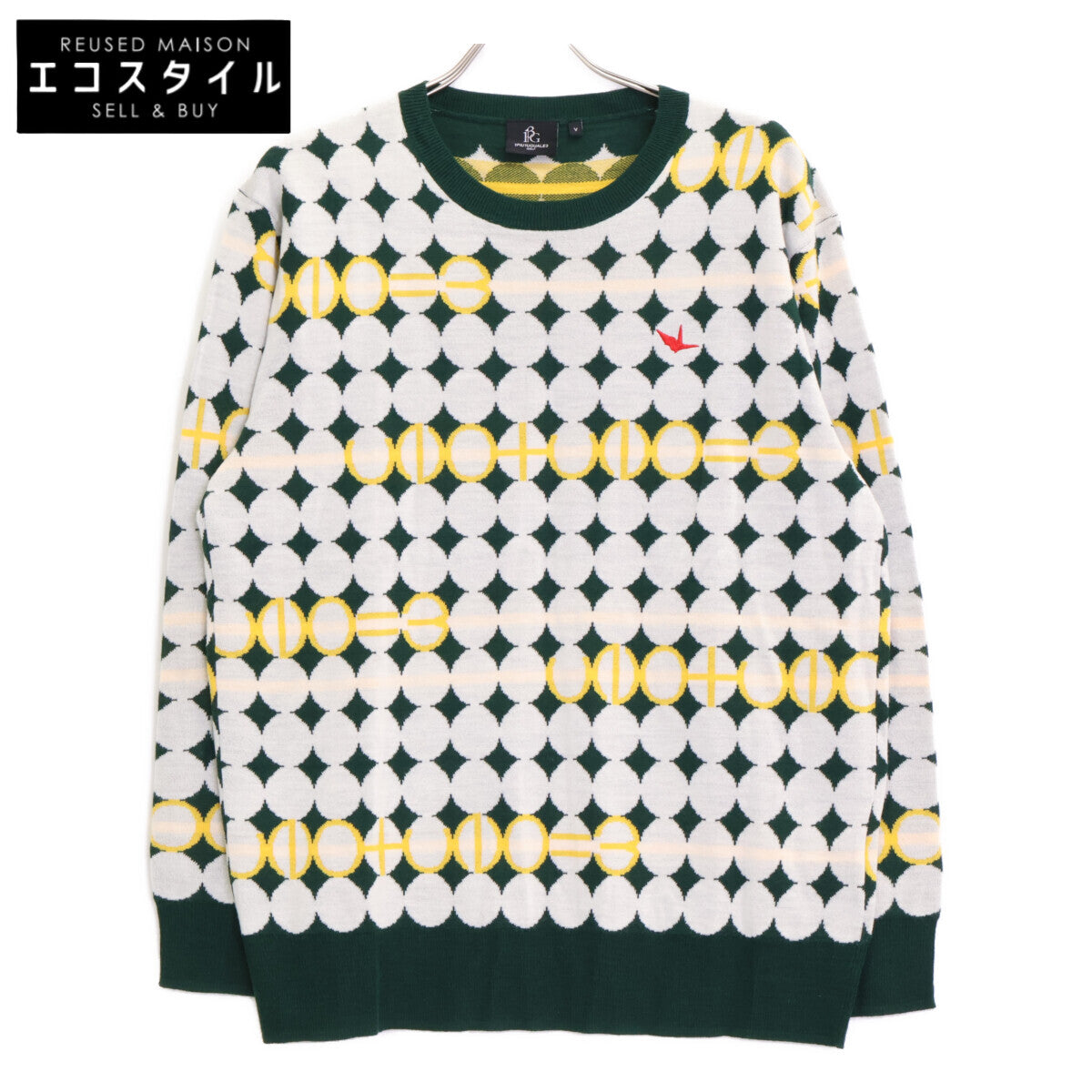 1piu1uguale3 ウノピゥウノウグァーレトレ 【GOLF】GRK067 ｸﾞﾘｰﾝ G.CREWKNIT GOLF BALL 総柄ﾆｯﾄ トップス 5