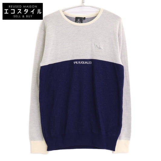 1piu1uguale3 ウノピゥウノウグァーレトレ 【GOLF】【×Del Piero】GDK002 ﾎﾜｲﾄ×ﾌﾞﾙｰ ﾊﾞｲｶﾗｰｸﾙｰﾈｯｸﾆｯﾄ トップス 5