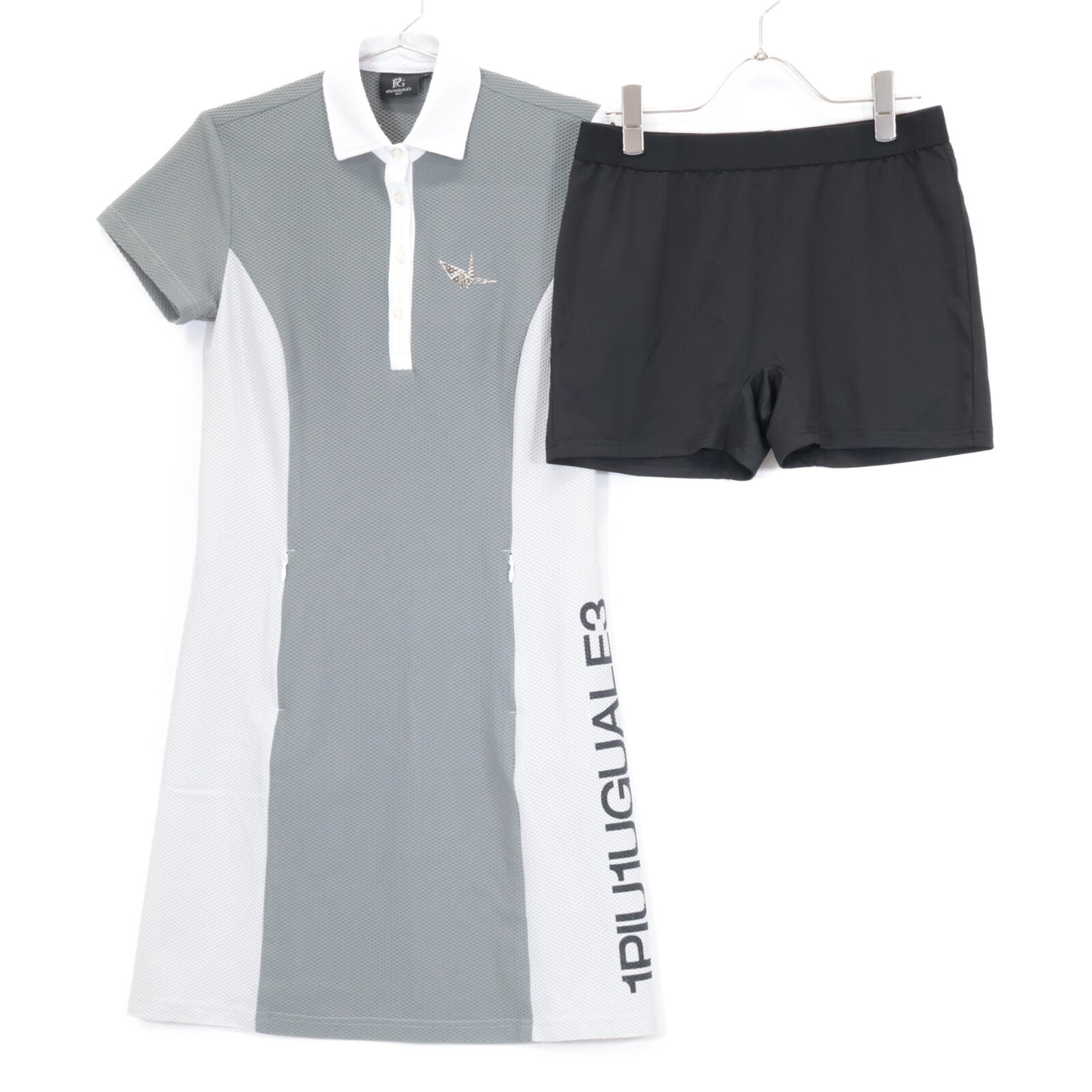 1piu1uguale3 ウノピゥウノウグァーレトレ 【GOLF】GST155 ﾎﾜｲﾄ W STRIPE ｼｮｰﾄｽﾘｰﾌﾞﾎﾟﾛｼｬﾂﾜﾝﾋﾟｰｽ ワンピース 2