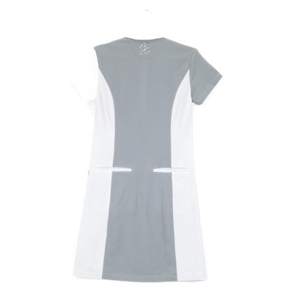 1piu1uguale3 ウノピゥウノウグァーレトレ 【GOLF】GST155 ﾎﾜｲﾄ W STRIPE ｼｮｰﾄｽﾘｰﾌﾞﾎﾟﾛｼｬﾂﾜﾝﾋﾟｰｽ ワンピース 2