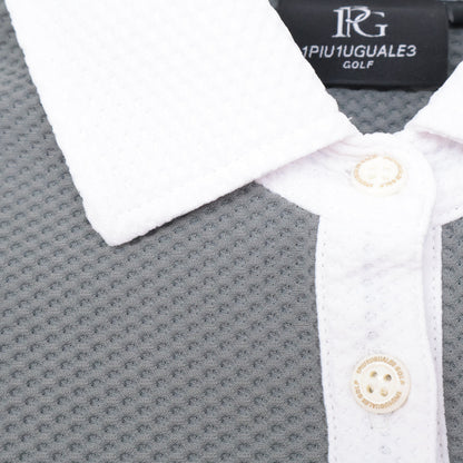 1piu1uguale3 ウノピゥウノウグァーレトレ 【GOLF】GST155 ﾎﾜｲﾄ W STRIPE ｼｮｰﾄｽﾘｰﾌﾞﾎﾟﾛｼｬﾂﾜﾝﾋﾟｰｽ ワンピース 2