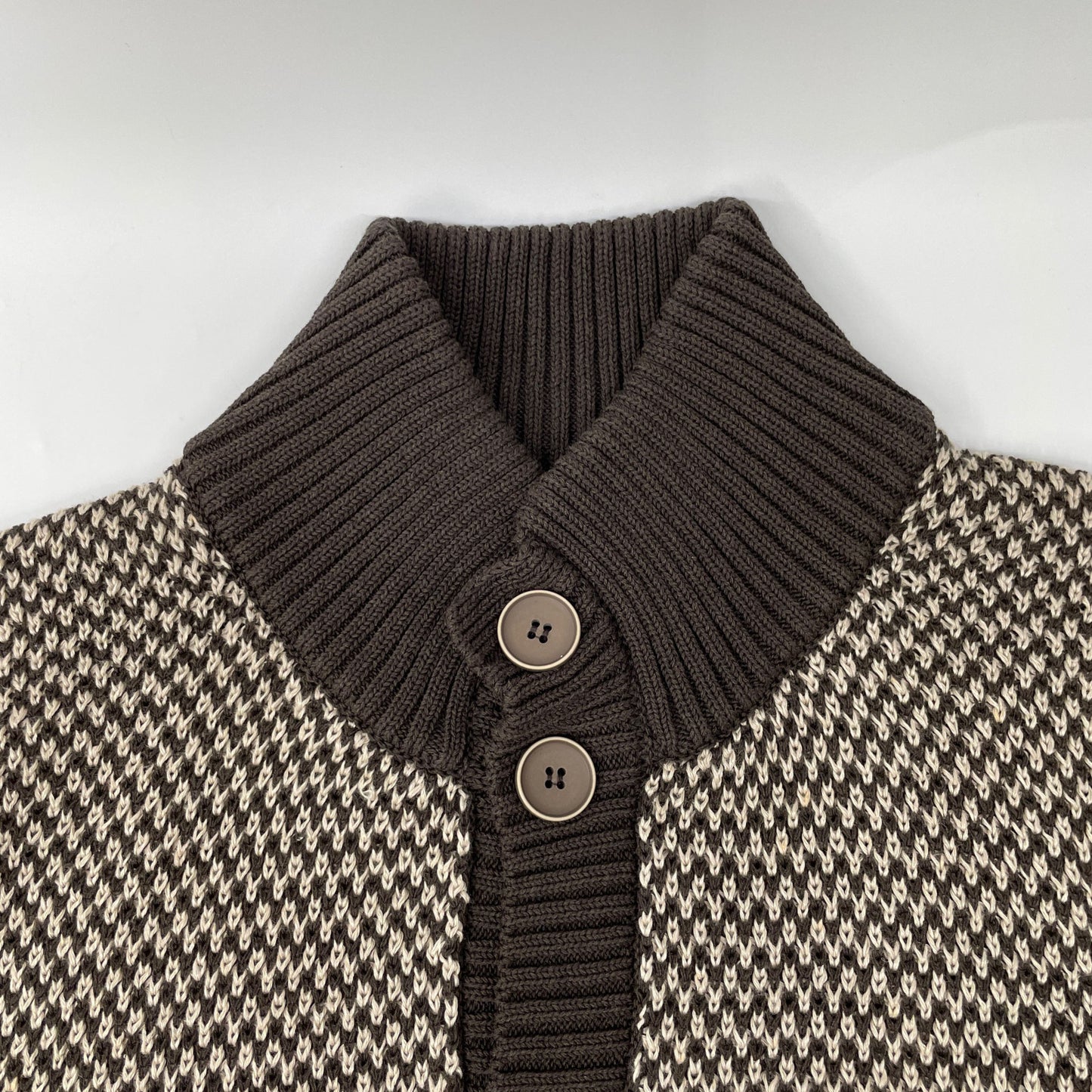 ZANONE ザノーネ ﾍﾞｰｼﾞｭ×ﾌﾞﾗｳﾝ ｺｯﾄﾝﾘﾈﾝ CHIOTO ｽﾀﾝﾄﾞｶﾗｰﾆｯﾄ ｶｰﾃﾞｨｶﾞﾝ トップス 48